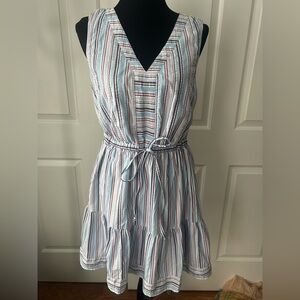 Vineyard Vines Striped Sleeveless Tie-Waist Midi Dress Small